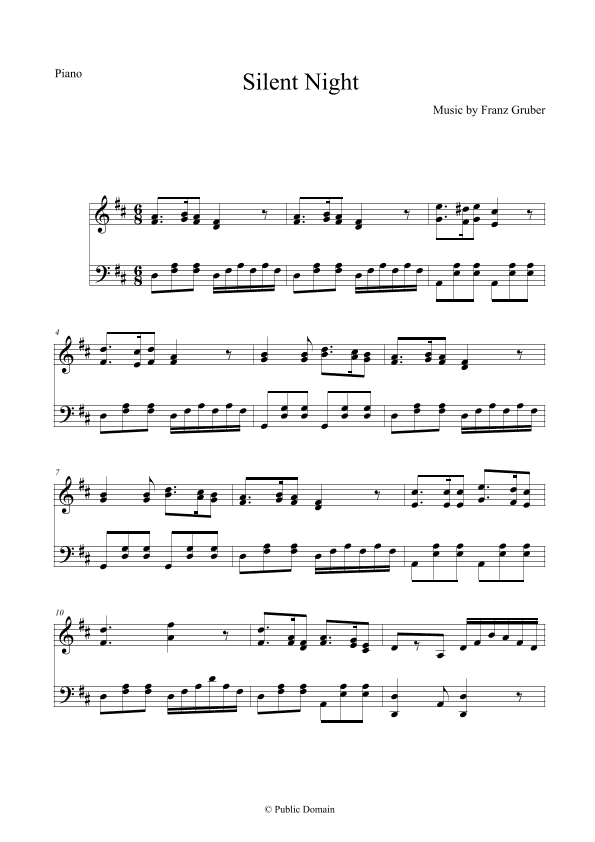 Silent Night for Easy Piano (arr. The Sheet Music Library)