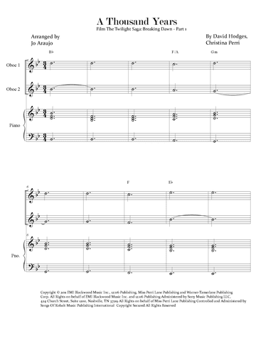 A Thousand Years (arr. Jo Araujo)