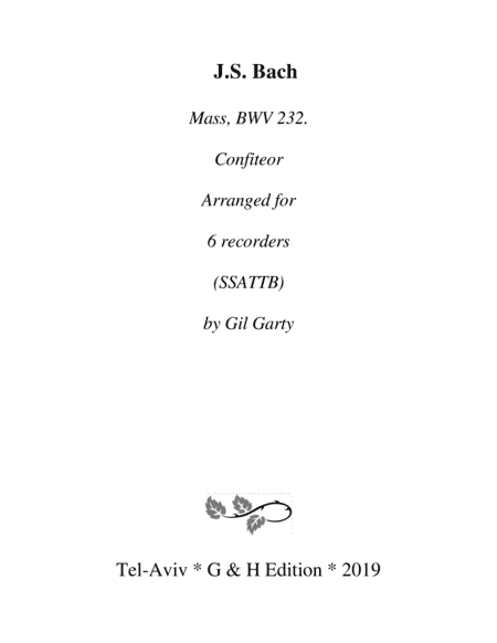 Confiteor from Mass, BWV 232 (arrangement for recorders) (arr. Gil Garty)