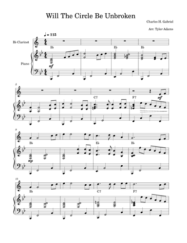 Will The Circle Be Unbroken (Clarinet Solo with Piano) (arr. Tyler Adams)