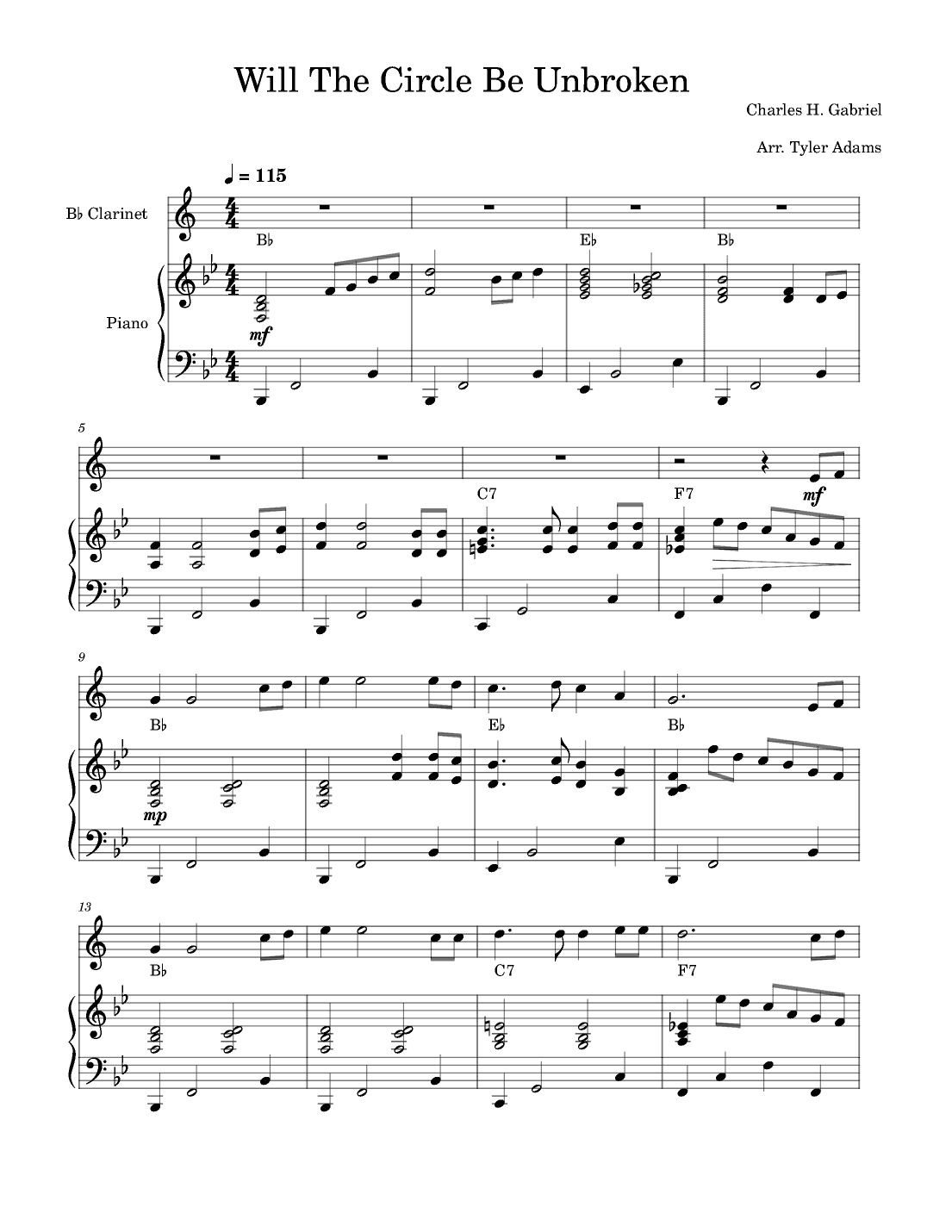 Will The Circle Be Unbroken (Clarinet Solo with Piano) (arr. Tyler Adams)