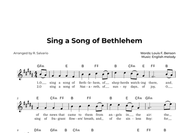 Sing a Song of Bethlehem (Key of G-Sharp Minor) (arr. R. Salvario)