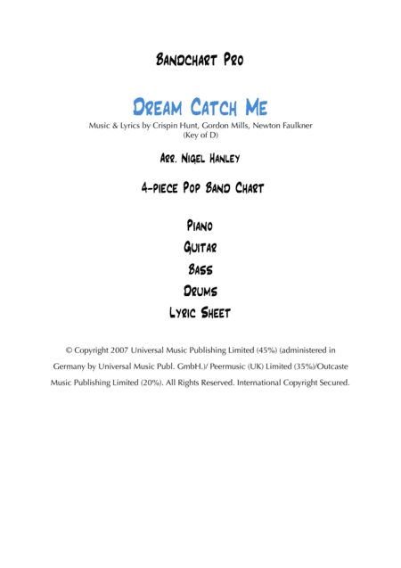 Dream Catch Me (arr. Nigel Hanley)