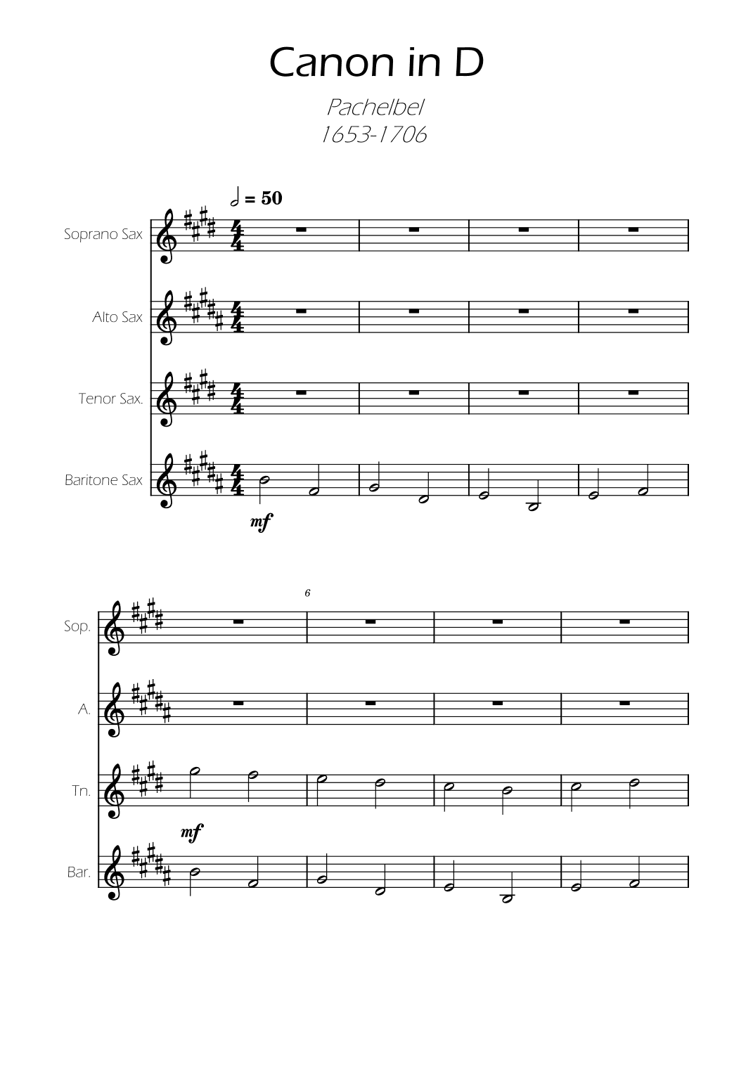 Canon in D - Pachelbel - Sax Quartet (arr. Ygor Nunes)