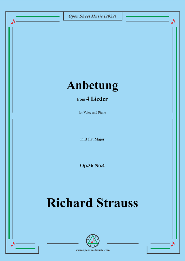 Richard Strauss-Anbetung,in B flat Major,Op.36 No.4 (arr. OSM Press)