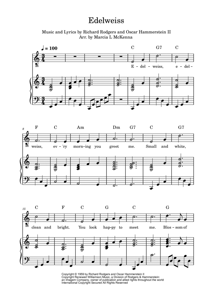 Edelweiss (arr. Marcia L McKenna)