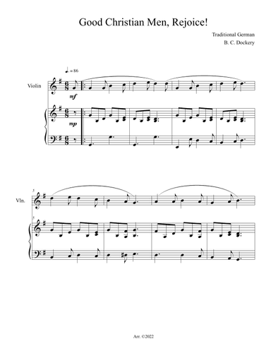 Good Christian Men, Rejoice! (Violin Solo with Piano Accompaniment) (arr. B. C. Dockery)