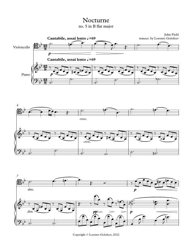 Nocturne no. 5 in B flat major (arr. Lorento Golofeev)