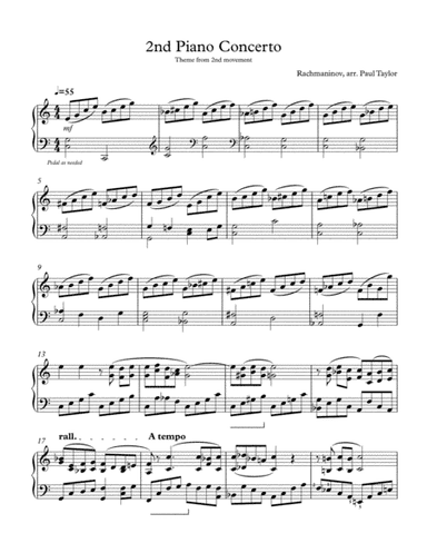 Rachmaninov Concerto #2 Movement II transposed to Cmajor (arr. Paul Taylor)