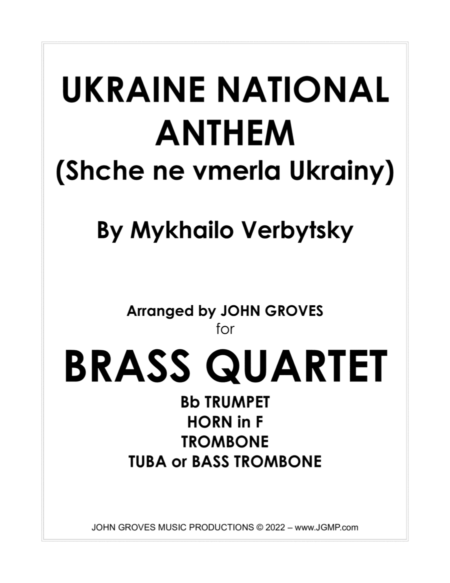 Ukraine National Anthem - Brass Quartet (arr. John Groves)