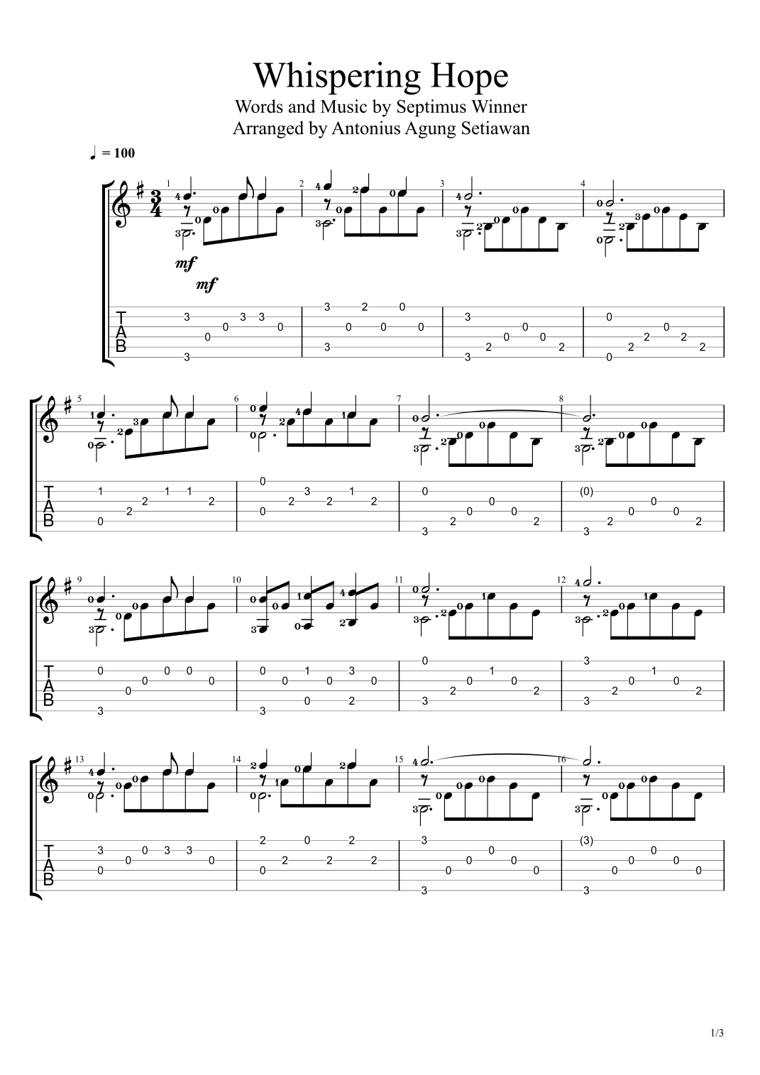 Whispering Hope (arr. Antonius Agung Setiawan)