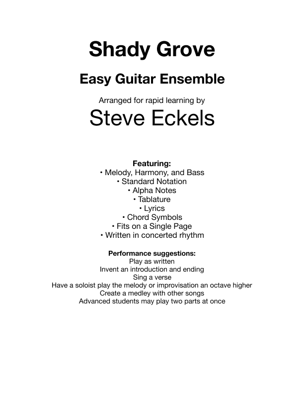 Shady Grove (arr. Steve Eckels)