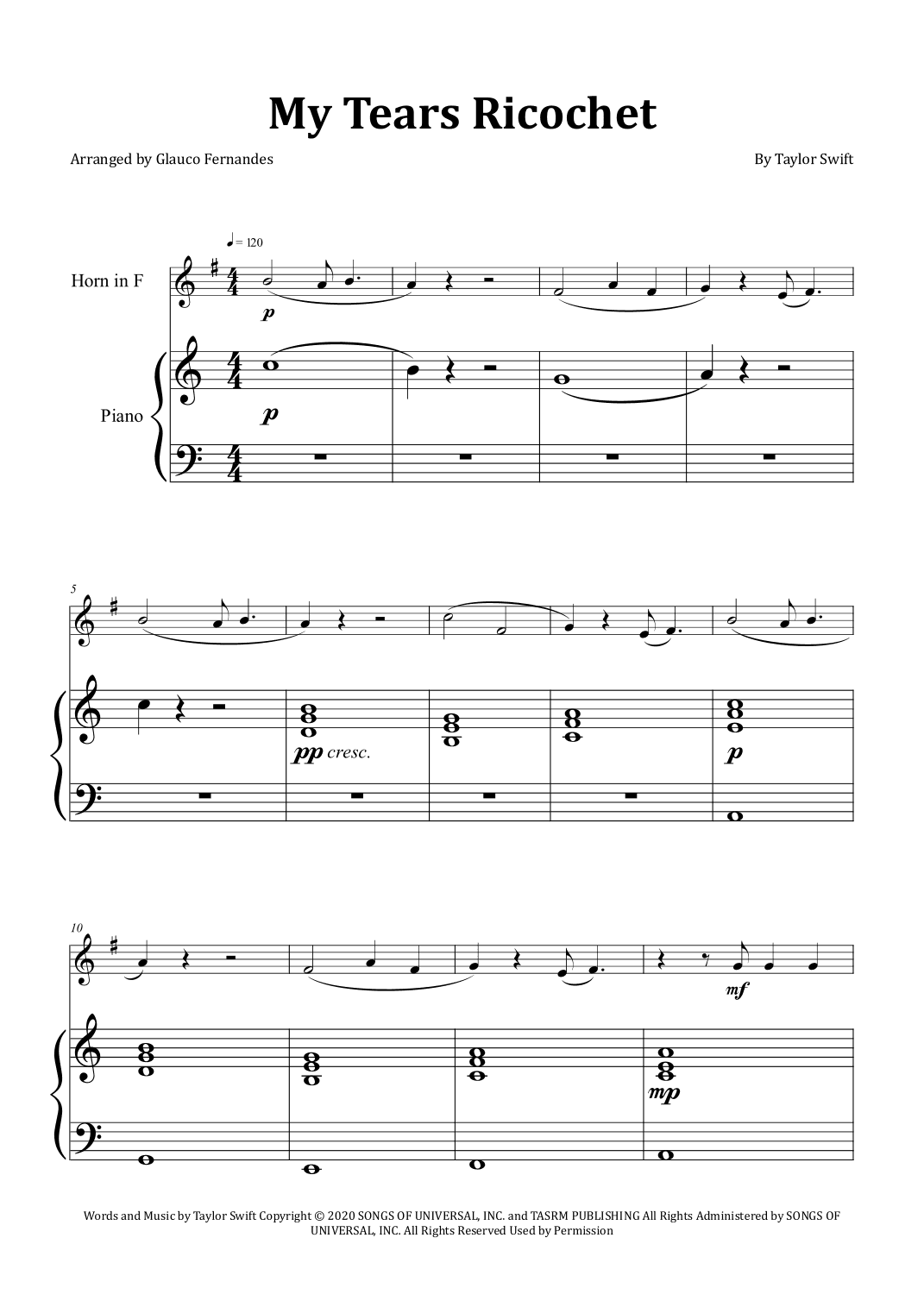 My Tears Ricochet (arr. Glauco Fernandes)