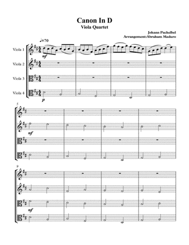 Canon In D Wedding  Viola Quartet (arr. Abraham Maduro)