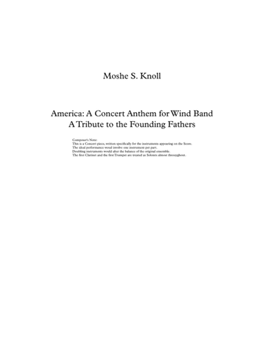 AMERICA: A Concert Anthem for Wind Band; A Tribute to the Founding Fathers