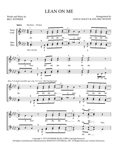 Lean On Me (arr. Gayle Haley & Jan-Ake Westin)
