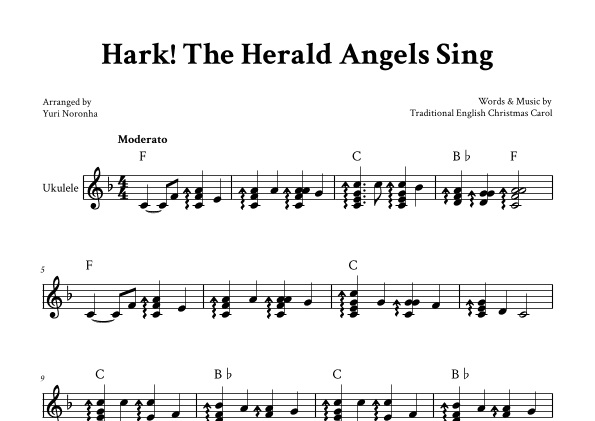Hark! The Herald Angels Sing - Fingerstyle Ukulele (F Major) (arr. Yuri Noronha)