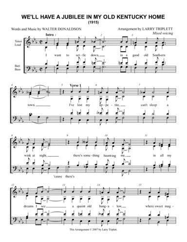 We'll Have a Jubilee In My Old Kentucky Home (arr. Larry Triplett)