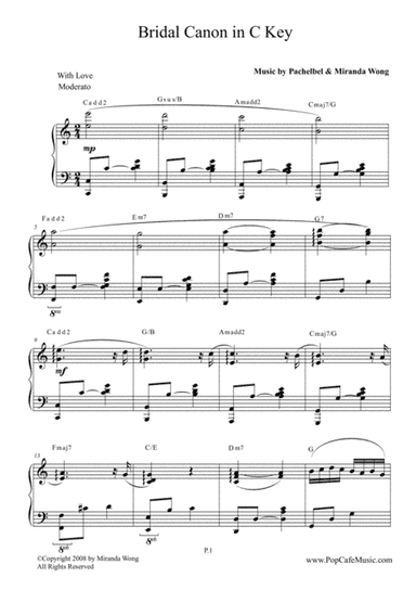 Bridal Canon in Bb - Wedding Piano Music in C Key (arr. Miranda Wong)