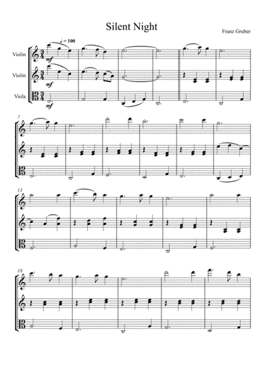 Franz Gruber - Silent Night (Violin, Violin and Viola Trio) (arr. André Laitano)