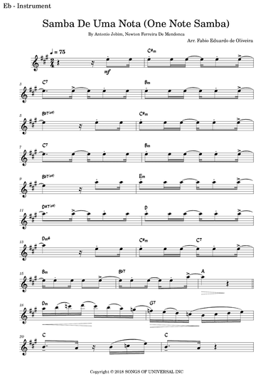 One Note Samba (samba De Uma Nota So) (arr. Fabio Eduardo de Oliveira)