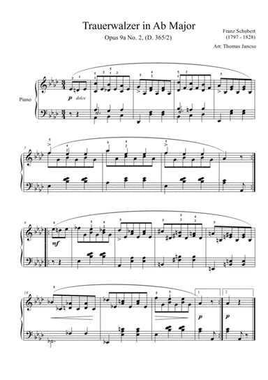 Trauerwalzer Ab Major D.365 No. 2 (arr. Thomas Jancso)
