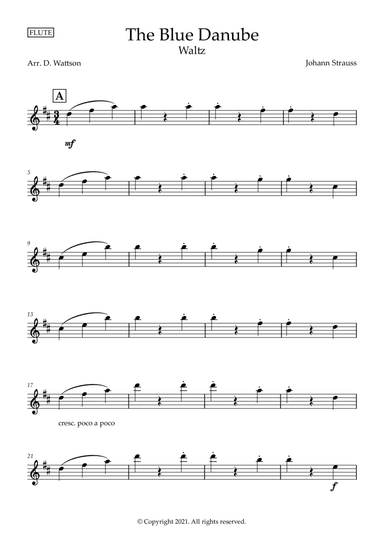 The Blue Danube for flute (arr. Douglas Wattson)