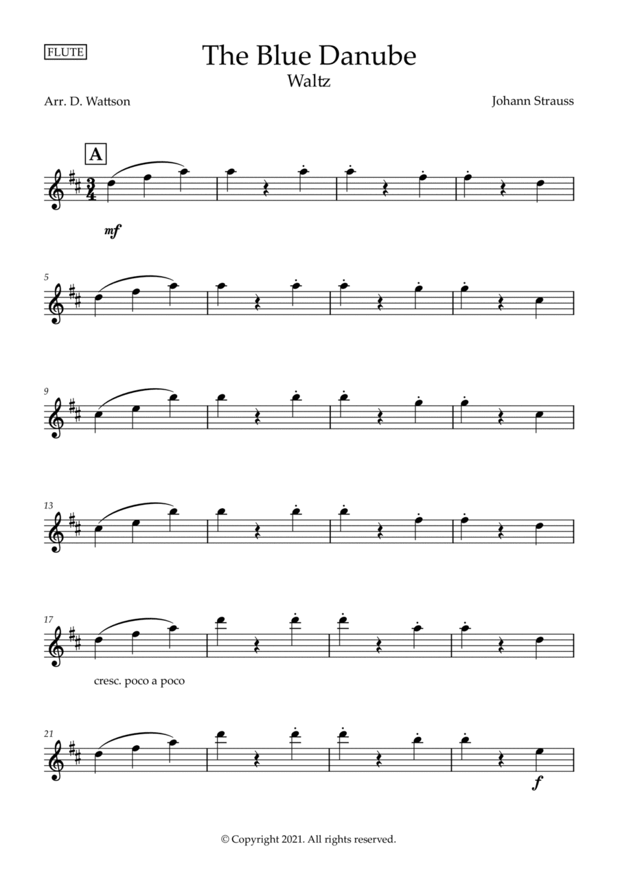 The Blue Danube for flute (arr. Douglas Wattson)
