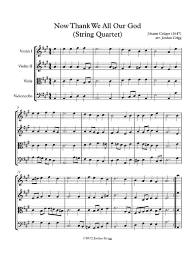 Now Thank We All Our God (String Quartet) (arr. Jordan Grigg)