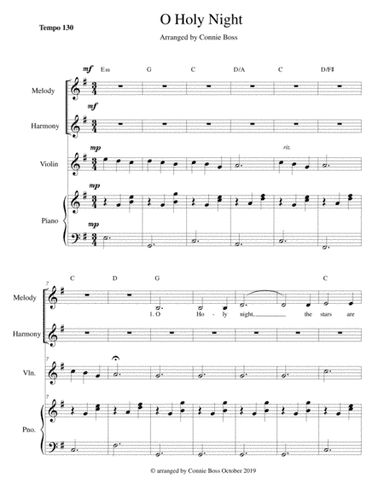 O Holy Night - Violin, Vocal duet and piano (arr. Connie Boss)