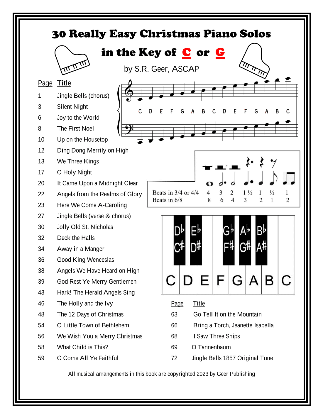 30 Really Easy Christmas Piano Solos (arr. S.R.Geer, ASCAP)