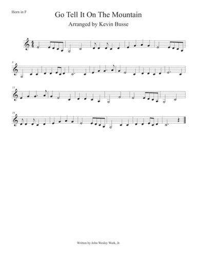Go Tell It On The Mountain (Easy key of C) Horn in F (arr. Kevin Busse)