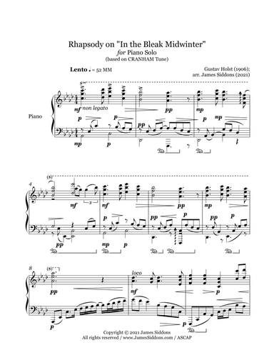 Rhapsody on "In the Bleak Midwinter" for Piano Solo (arr. James Siddons)