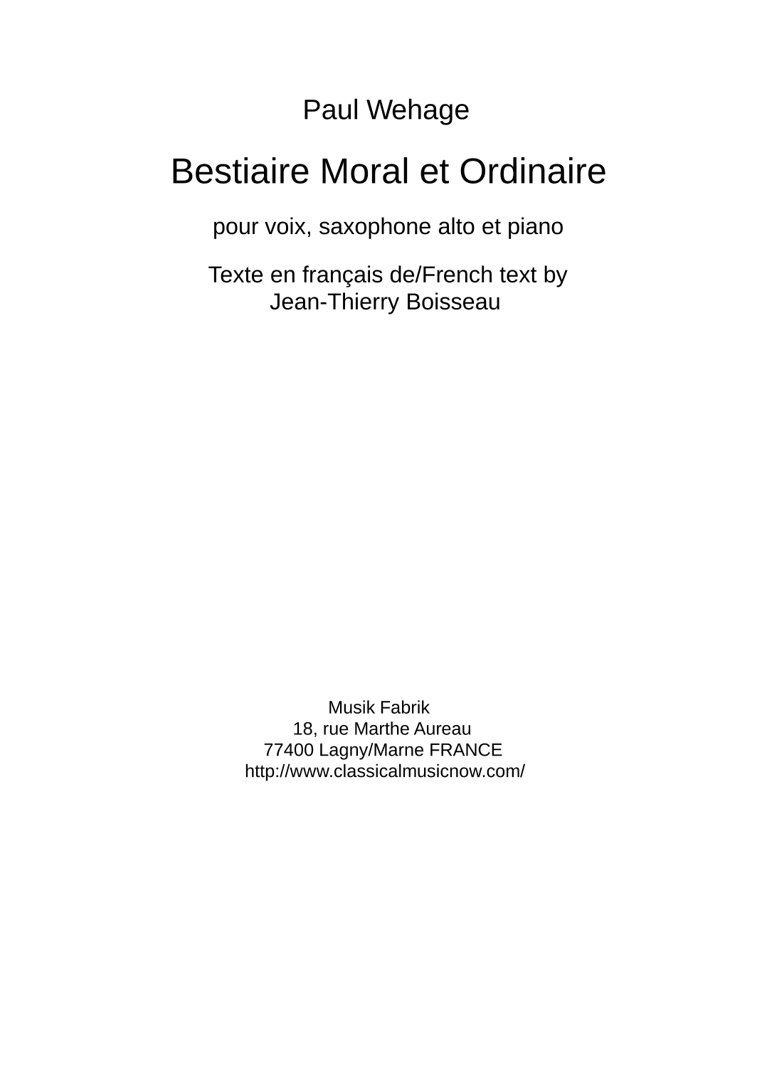 Bestiaire Moral et Ordinaire