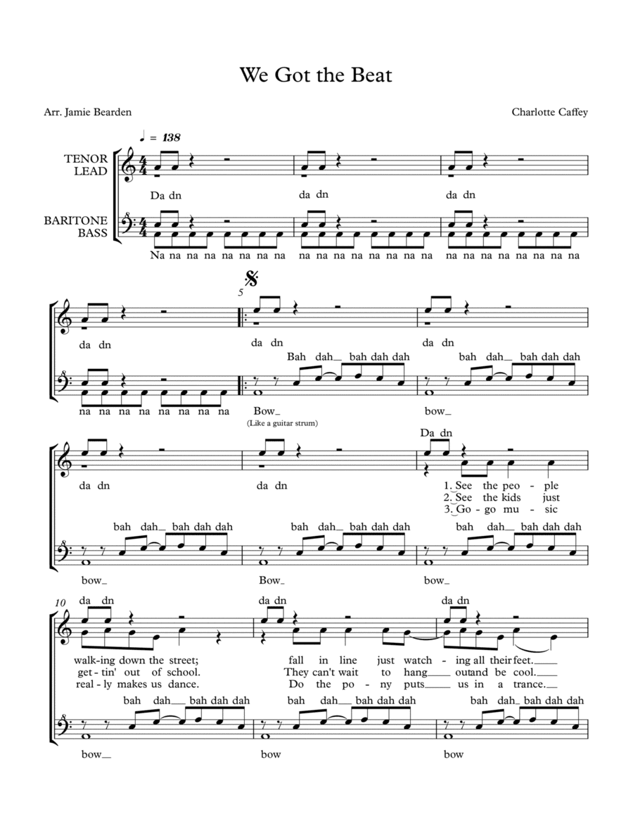 We Got The Beat (arr. Jamie Bearden)