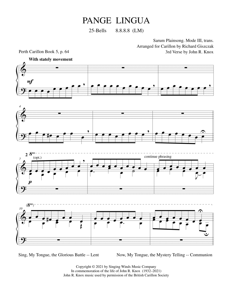 25B. PANGE LINGUA (arr. John R. Knox & Richard Giszczak)