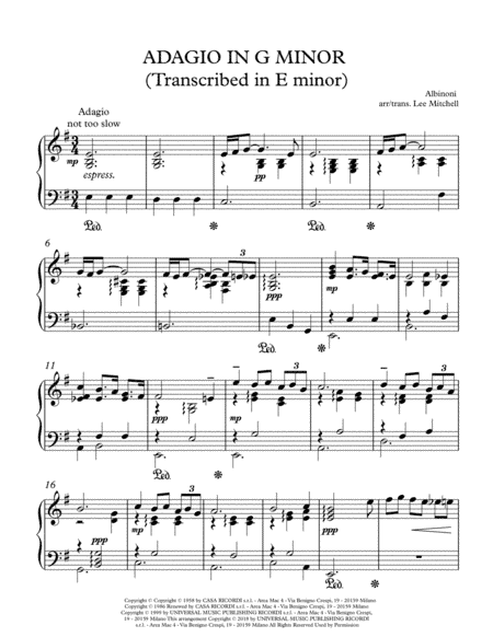 Adagio In G Minor (arr. Lee Mitchell)