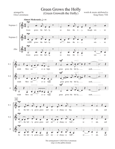 Green Grows the Holly (arr. Elise Letourneau)