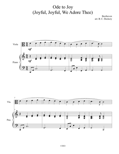 Ode to Joy (Viola Solo with Piano Accompaniment) (arr. B. C. Dockery)