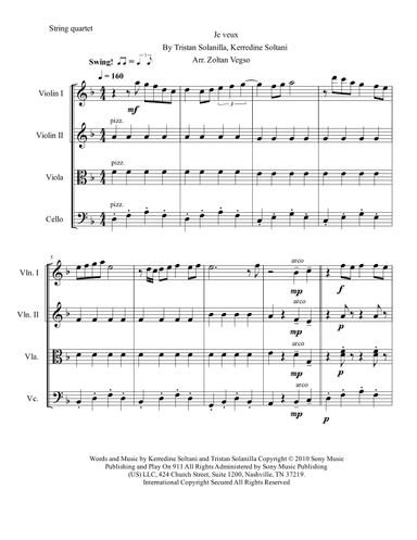 Je Veux (arr. Zoltan Vegso)