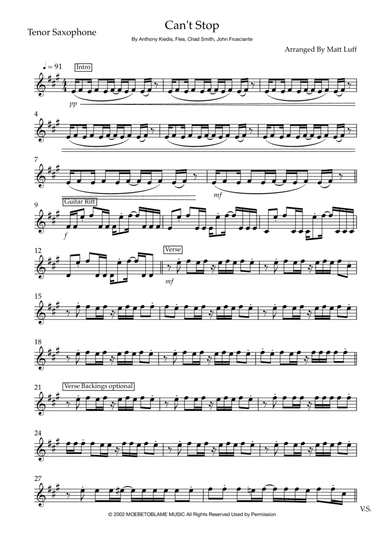 Can't Stop (arr. Matt Luff)