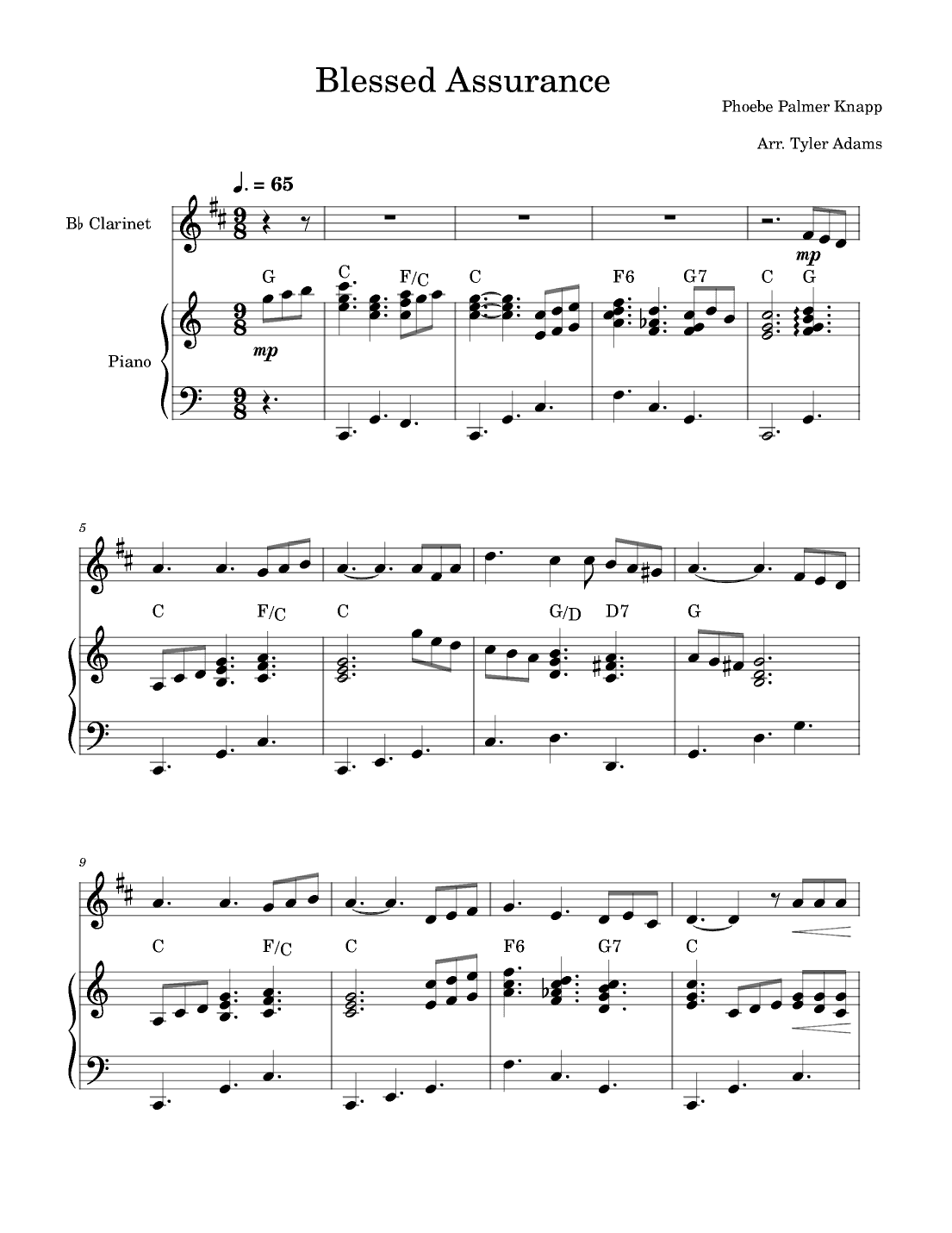 Blessed Assurance (Clarinet and Piano) (arr. Tyler Adams)
