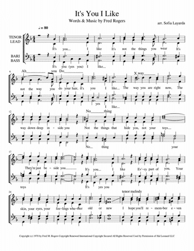 It's You I Like from MISTER ROGERS' NEIGHBORHOOD (arr. Sofia Layarda)