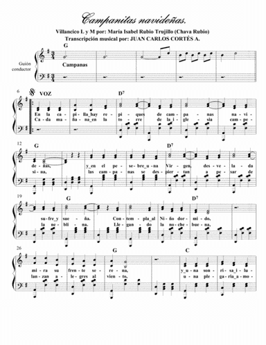 Campanitas navideñas.Villancico por: María Isabel Rubio Trujillo (Chava Rubio) (arr. Publicado por Juan Carlos Cortés A,)