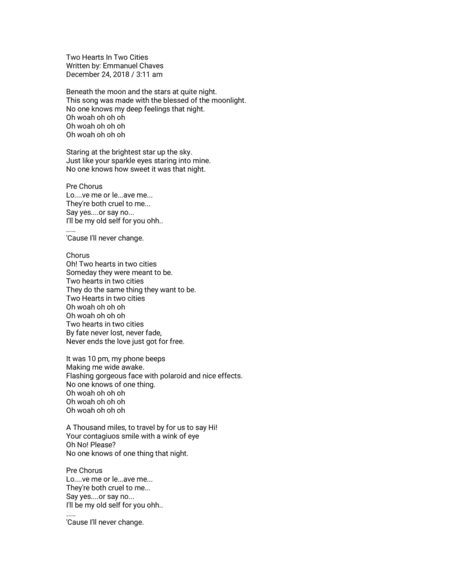 Two Hearts In Two Cities