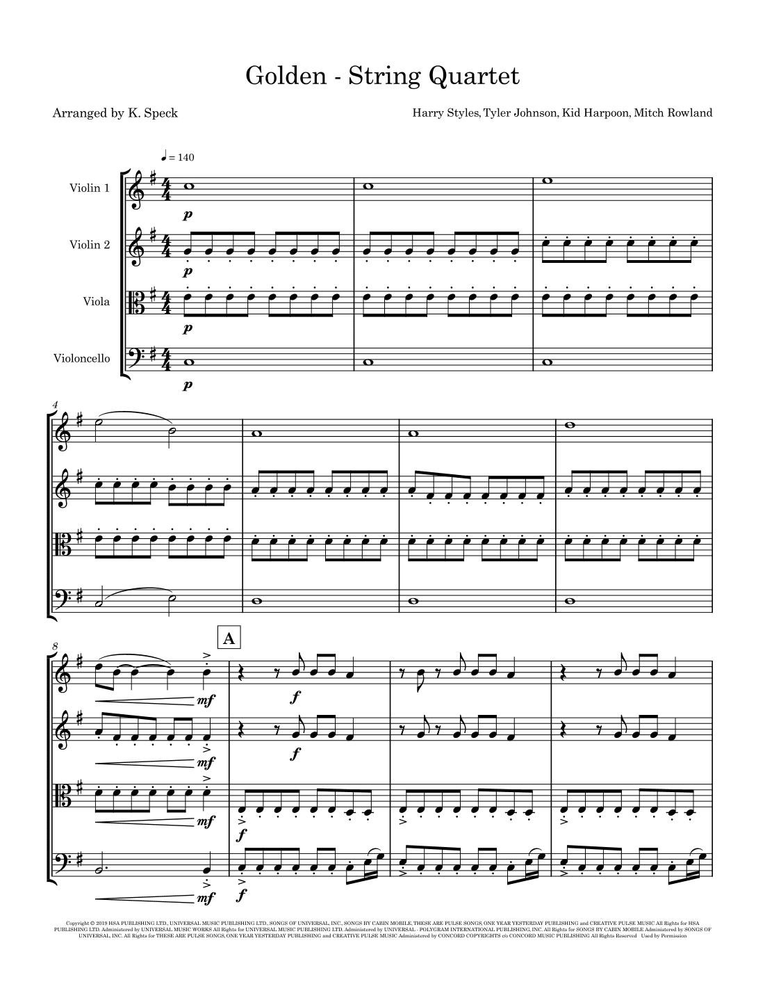 Golden (arr. K. Speck)