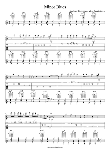 Minor Blues by Joachim Ribbentrop and Maja Roedenbeck | Guitar Tabs | Blues Duo
