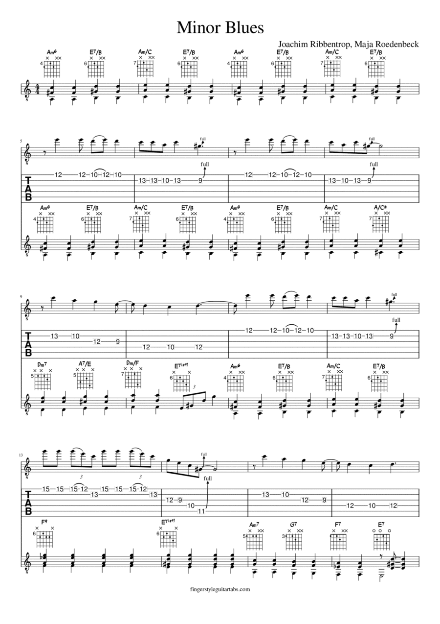 Minor Blues by Joachim Ribbentrop and Maja Roedenbeck | Guitar Tabs | Blues Duo