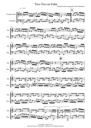 Tico Tico for Trumpet and Trombone Duet (arr. David Burndrett)