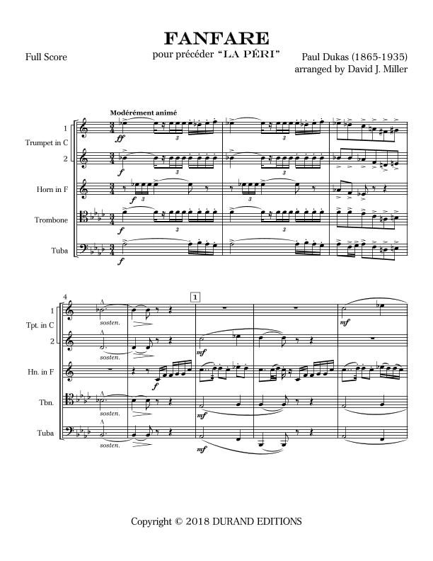 La Peri (arr. David J. Miller)